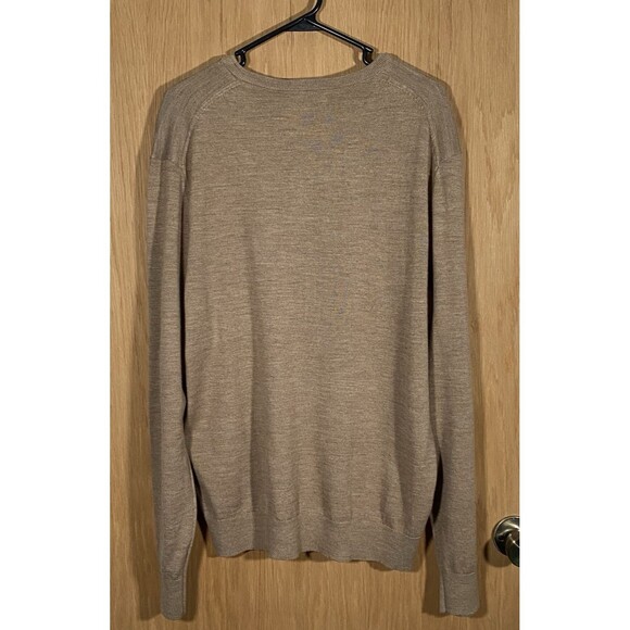Calvin Klein Men's Sz Lg Sweater V-Neck Wool Blend Preppy GrandpaCore Tan Casual - Picture 2 of 7